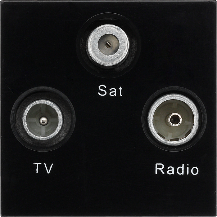 BG EMTVFMSATB Black 2 Module 1x IEC TV 1x IEC Female Radio 1x Satellite Euro Module Screened Outlet