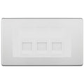 BG Screwless Brushed Steel 3 Gang IDC Secondary Telephone Socket - White Insert