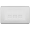BG Screwless Brushed Steel 3 Gang IDC Secondary Telephone Socket - White Insert by British General (BG-FBSBTS3W)