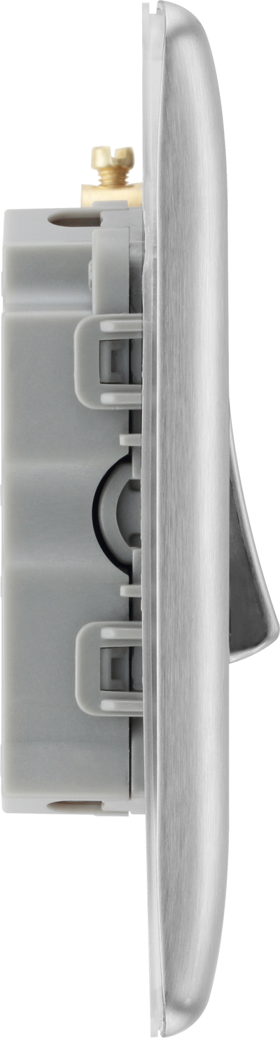 BG NBS43 Nexus Metal Brushed Steel 3 Gang 10A 10AX 2 Way Plate Switch