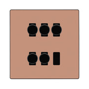 BG Evolve Polished Copper 5 Gang Trailing Edge LED Dimmer Light Switch 2 Way Custom Switch by British General (BG-Evolve-PC-CUSTOM-5G-5xDIMMER-2WAY)