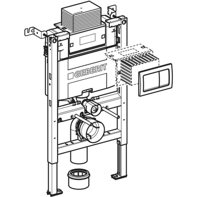 Geberit Alpha 82cm WC Frame / Cistern & Alpha01 Square Flush Plate - 458.034.21.2