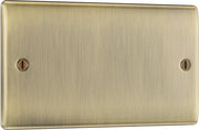 BG NAB95 Nexus Metal | Antique Brass | 2 Gang Single Blank Plate by British General (BG-NAB95)