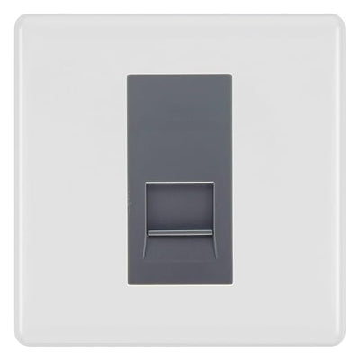 BG White Moulded Single IDC Secondary Telephone Socket - Grey Insert by British General (BG-NWMBTS1G)