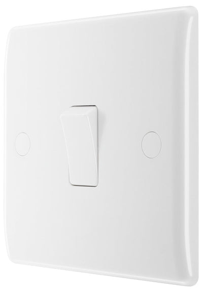 BG 812 Moulded Round Edge | White | 1 Gang 10AX 2 Way Plate Switch by British General (BG-812)