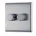 NBS82 Front -This trailing edge double dimmer switch from British General allows you to control your light levels and set the mood. The intelligent electronic circuit monitors the connected load and provides a soft-start with protection against thermal,