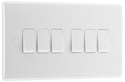 BG 846 Moulded Round Edge | White | 6 Gang 10AX 2 Way Plate Switch by British General (BG-846)