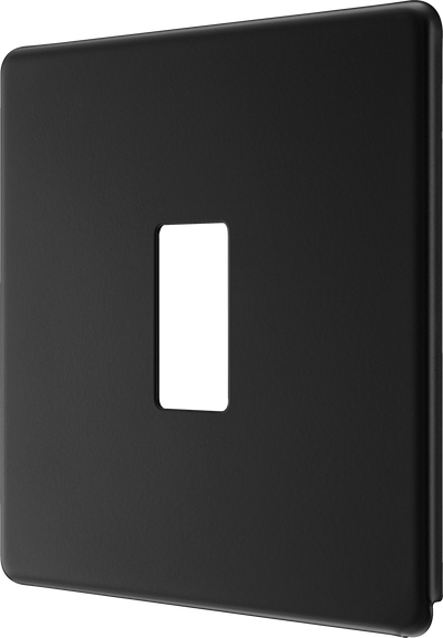 BG RFFB1 Screwless Matt Black Steel 1 Gang Front Cover Plate by British General (BG-RFFB1)