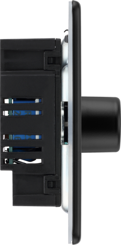BG Flatplate Screwless Matt Black Trailing Edge Single Dimmer Switch LED FFB81 by British General (BG-FFB81-1)