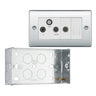 BG Nexus Polished Chrome Triplex TV/FM/Sat Socket + Return & Tel. NPC68 with 35mm Steel Back Box
