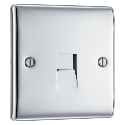 BG Nexus Polished Chrome Single Slave Telephone Socket NPCBTS1 with 35mm Steel Back Box