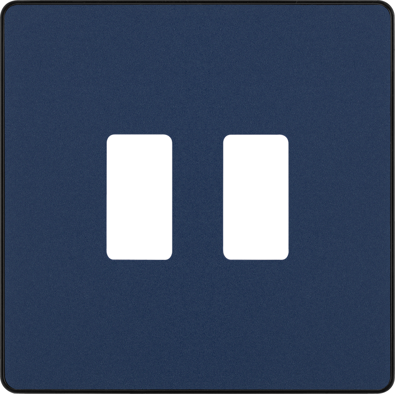 BG RPCDDB2B Evolve Grid Matt Blue 2 Module Square Front Plate - Black Trim