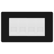 BG Screwless Matt Black 4 Gang Master Telephone Socket - White Insert by British General (BG-FFBBTM4W)