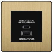 BG Evolve Satin Brass 45W USB Wall Socket Euro Module USB-A & C - Black Insert by British General (BG-PCDSBEMS2B+EMUSBAC45B)