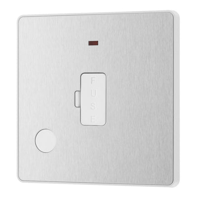 BG Evolve Brushed Steel 13A Flex Outlet Neon Unswitched Fused Connection Unit PCDBS54W with 35mm Steel Back Box