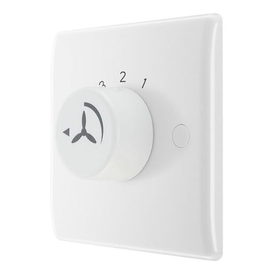 BG Electrical 1 Gang 100W Fan Controller White Moulded & 50mm Pattress Back Box