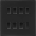 BG Matt Black Screwless 7 Gang Intermediate Light Switch Custom Grid + Back Box