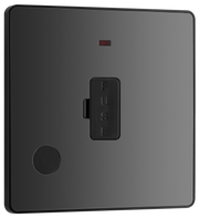 BG PCDBC54B Black Chrome Evolve 13A Flex Outlet Neon Unswitched Fused Spur Unit - Black Insert by British General (BG-PCDBC54B-Shopify-SA_1)