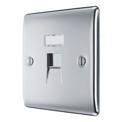 BG Nexus Polished Chrome 1 Gang RJ45 Single Data Outlet NPCRJ451 with 35mm Steel Back Box