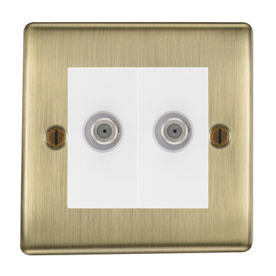 BG Nexus Metal Antique Brass Double Satellite Socket NAB642W by British General (BG-NAB642W)