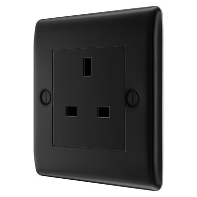 BG Nexus Matt Black 13A Single Unswitched Socket NFB23B with 25mm Steel Back Box