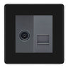 BG Screwless Matt Black TV Aerial & Secondary Telephone Socket - Grey Insert by British General