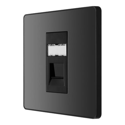 BG Evolve Black Chrome RJ45 Cat6 Single Data Outlet PCDBCRJ451B with 35mm Steel Back Box