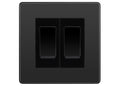 BG Evolve Black Chrome 2 Gang Intermediate Light Switch Custom Grid – Black Insert