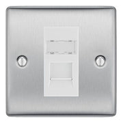 BG Nexus Metal Brushed 1 Gang RJ45 Data Socket NBSRJ451 White Insert by British General
