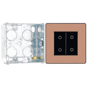BG Evolve Polished Copper Double Master Touch Dimmer Switch PCDCPTDM2B with 35mm Steel Back Box