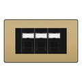 BG Evolve Satin Brass 3 Gang RJ45 Cat6 Data Socket Outlet Black Inserts