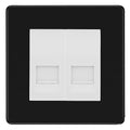BG Screwless Matt Black Double IDC Secondary Telephone Socket - White Insert