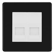 BG Screwless Matt Black Double IDC Secondary Telephone Socket - White Insert by British General (BG-FFBBTS2W)
