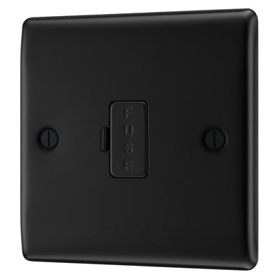 BG Nexus Matt Black 13A Unswitched Fused Connection Unit NFB54 with 35mm Steel Back Box