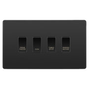 BG Evolve Black Chrome Custom Appliance Grid Switch 4 Gang Screwless by British General (BG-EVOLVE-BC-4GANG-APPLIANCE)