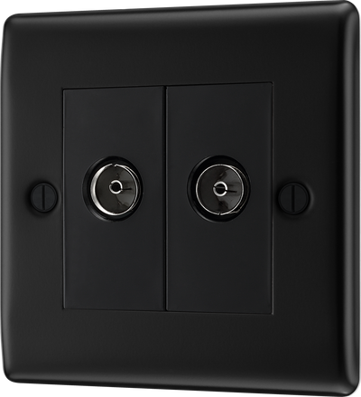 BG NFB66 Nexus Metal Diplex TV/FM Socket - Black Insert -Matt Black