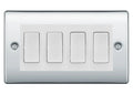 BG Nexus Polished Chrome 4 Gang Intermediate Light Switch Custom Grid - White Insert