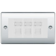 BG Nexus Polished Chrome 3 Gang RJ45 Cat6 Data Socket Outlet White Inserts by British General (BG-NPCRJ453W)