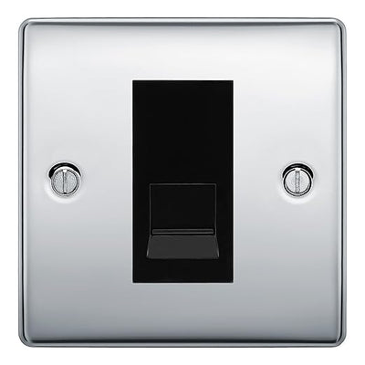 BG Nexus Polished Chrome Single IDC Secondary Telephone Socket - Black Insert by British General (BG-NPCBTS1B)