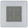 BG Nexus Screwless Polished Chrome Double Secondary Touch Dimmer Switch Grey Inserts FPCTDS2G