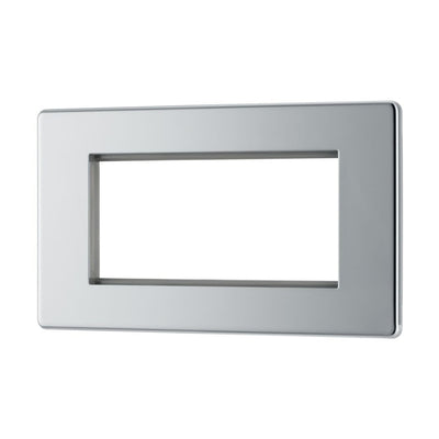 BG Screwless Polished Chrome 4G Faceplate with 45W USB A+C Charger Modules – Grey Insert