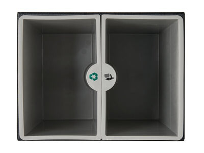 Corby Highland Rectangular Dual Recycling Bin in Black PU Leather with Plastic Inserts