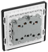 PCDBC43B Back - This Evolve Black Chrome 20A 16AX triple light switch from British General can operate 3 different lights, whilst the 2 way switching allows a second switch to be added to the circuit to operate the same light from another location (e.g. at the top and bottom of the stairs).