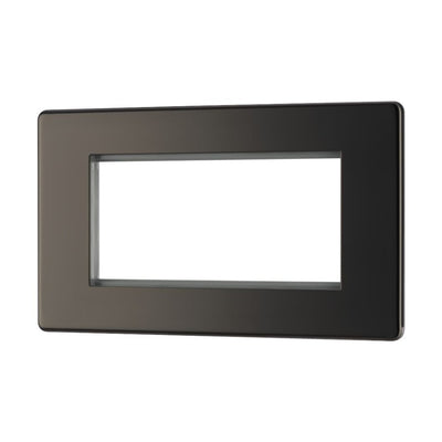 BG Screwless Black Nickel 4G Faceplate with 45W USB A+C Charger Modules – Grey Insert