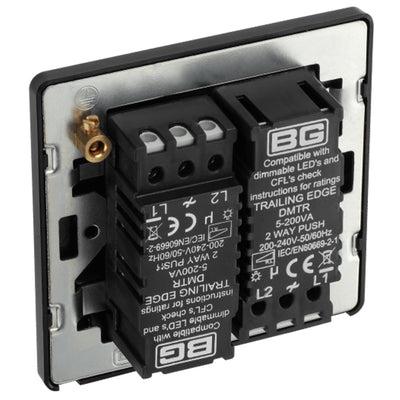 BG Evolve PCDMB82B Matt Black 2 Gang 200W Edge Switch-Black Insert