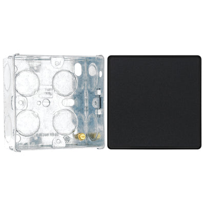 BG Evolve Matt Black 2 Way Single Edge to Edge Rocker Switch PCDMB12EB with 35mm Steel Back Box
