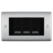 BG Nexus Brushed Steel 3 Gang Secondary Telephone Socket, Screw Terminal - Black Insert by British General (BG-NBS3GEMBTSSB)