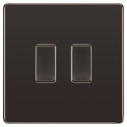 BG Black Nickel Screwless 2 Gang Intermediate Light Switch Custom Grid Switch by British General (BG-SCL-BN-2G-CUSTOM-2x-INT-SWITCH)