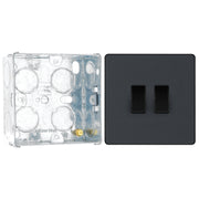 BG Evolve Matt Grey 2 Gang 20A 16AX 2 Way Light Switch PCDMG42B with 35mm Steel Back Box