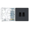 BG Evolve Matt Grey 2 Gang 20A 16AX 2 Way Light Switch PCDMG42B with 35mm Steel Back Box